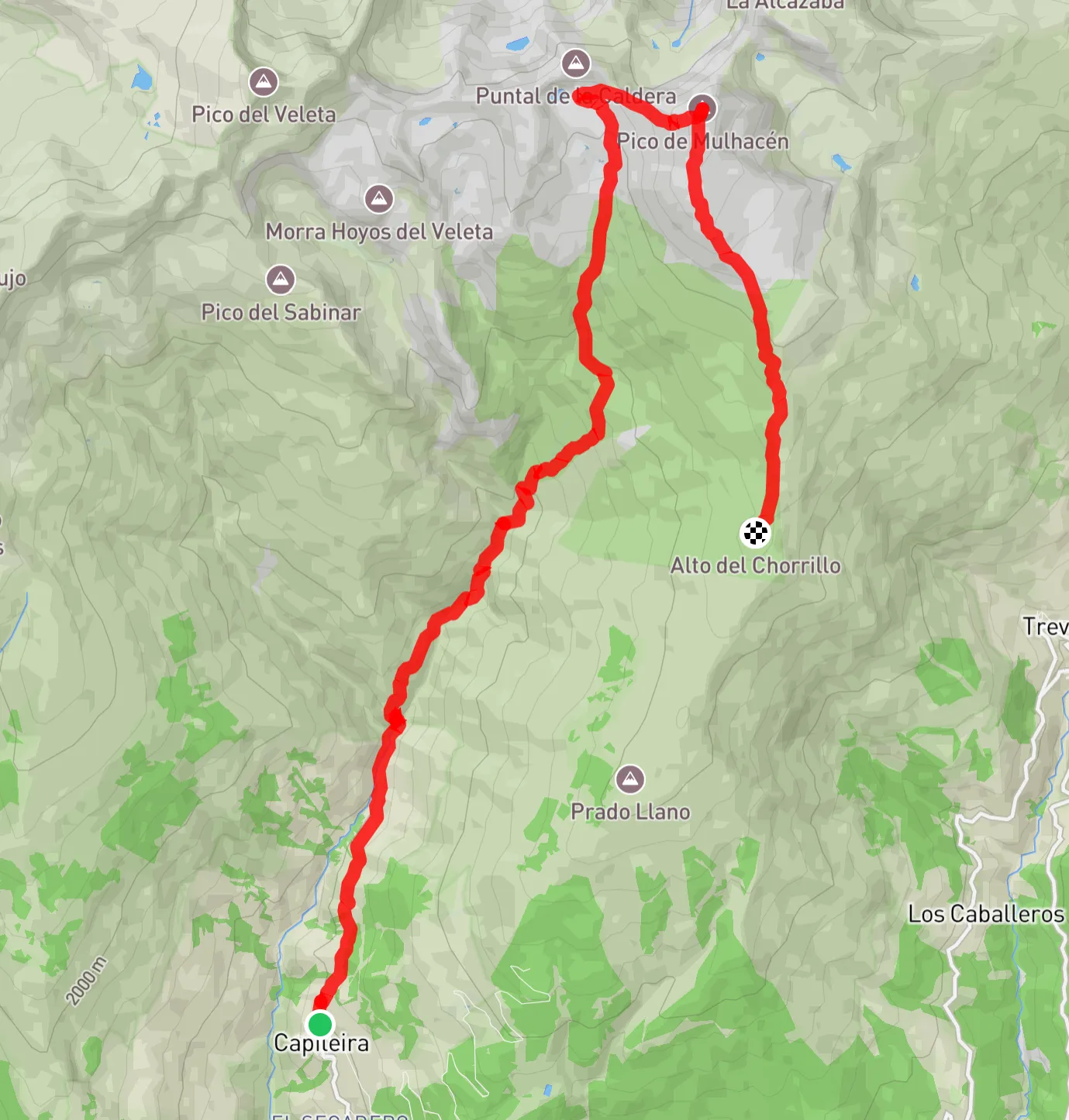 Track ruta Capileira - Mulhacén. 