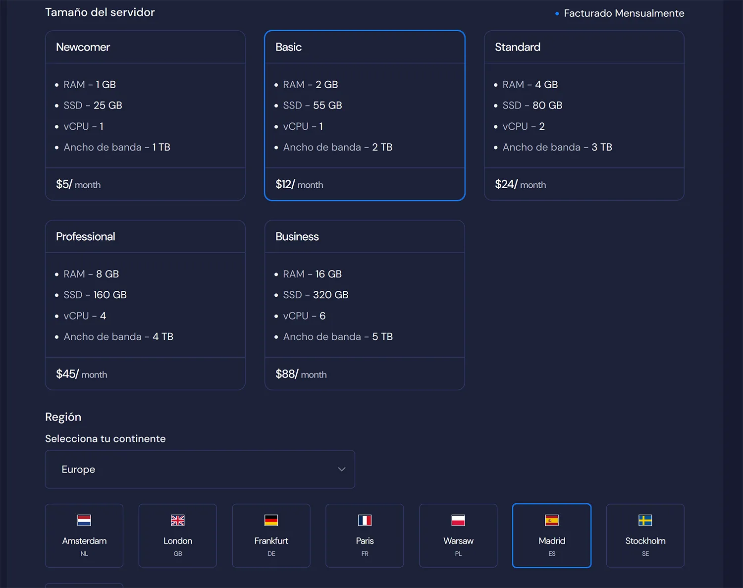 Captura de pantalla del proceso de contratación de xCloud