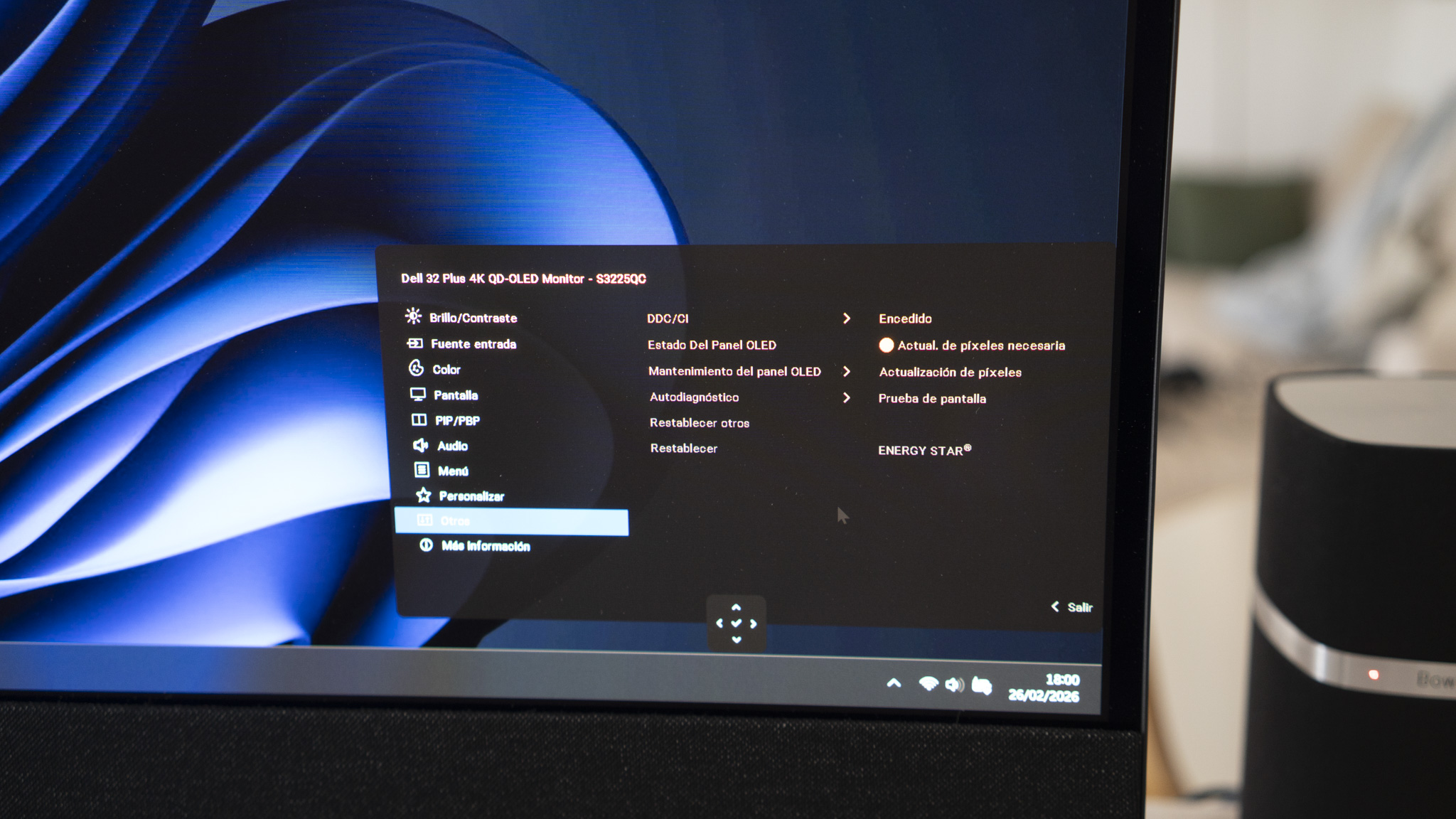 Menú OSD en el Dell S3225QC